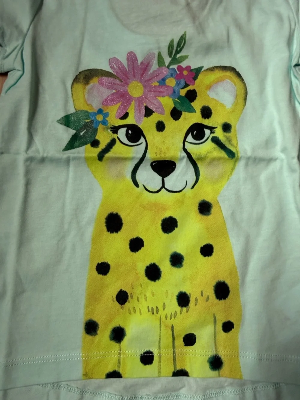 NWT Carters Girls Mint Green Short-Sleeve Cheetah 2T tee shirt